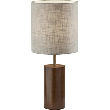Dean Table Lamp - Walnut Poplar Wood with Antique Brass Accent