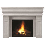 Omega Mantels of Stone - Fireplace Stone Mantel 1106.511 With Filler Panels, Natural, No Hearth Pad - While classical in style the distinctive soft curve of this cast stone mantel pairs gracefully with our unique legs creating a look and feel to your fireplace that will enrich any decor. From modern to craftsman home interiors these cast stone legs with insert detail complement your unique and individual space. The simplicity and elegance of this style blends in with your home decor to match your personal vibe.
