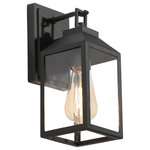LNC - LNC Modern 1-Light Black Outdoor Wall Light With Clear Glass - This black outdoor wall sconce light is designed with classic mission-styling, the streamlined look of this outdoor collection is also versatile enough for a variety of home exteriors. The clear glass panels skew the view of the bulb yet allow it to emit maximum light output. The fixture is finished in a durable black finish that it can UV resistant and can hold up to bitter cold or brutal heat.