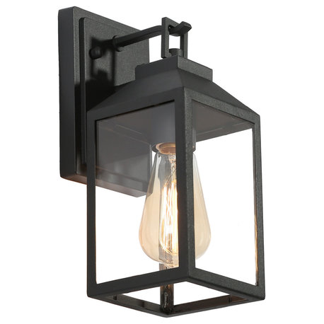 LNC Modern 1-Light Sandy Black Outdoor Wall Light With Clear Glass