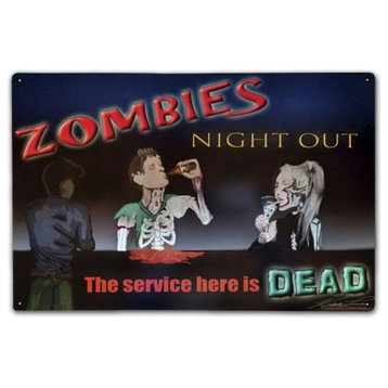 Zombies Night Out Classic Metal Sign