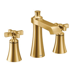 Flara Brushed Gold Two-Handle High Arc Bathroom Faucet - Bathroom Sink Faucets