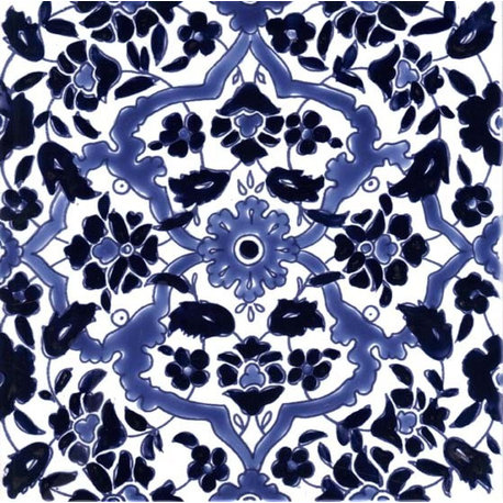 7.87"x7.87" Ispahan Bleu Ceramic Tile, Set Of 10