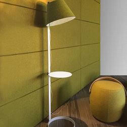 Lana Floor Lamp with Pedestal | White Base | Moss Shade - Floor Lamps