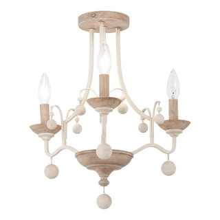 Colonial Charm 3-Light Semi Flush Mount, White Wash With Sun Dried Clay ...