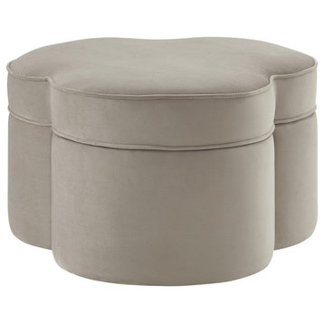 Rustic Manor Jalayah Ottoman, Upholstered, Velvet, Taupe