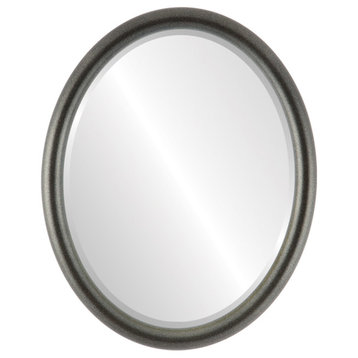 Pasadena Framed Oval Mirror, Black/Silver, 17"x21"
