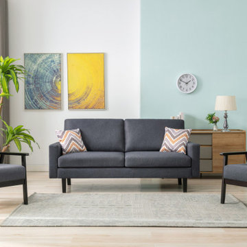 Bahamas 70" Linen Sofa and 2 Chairs with 2 Throw Pillows