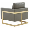 Leisuremod Lincoln Modern Upholstered Leather Accent Armchair With Gold Frame