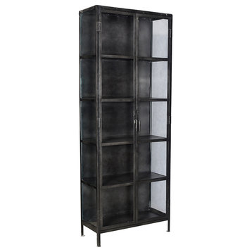 Industrial Iron and Glass Display Cabinet