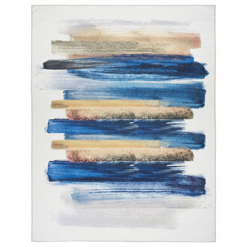Nourison Washables 5'2" x 7' Blue Multicolor Modern Indoor Area Rug