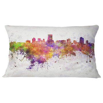 Milwaukee Skyline Cityscape Throw Pillow, 12"x20"