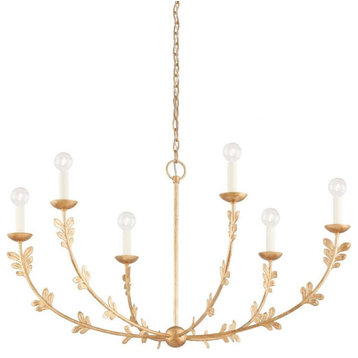 6 Light Chandelier In Whimsical Style-22 Inches Tall and 40 Inches Wide-Gold
