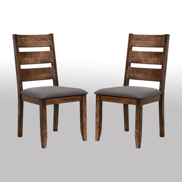 Set of 2 Dining Side Chairs, Knotty Nutmeg and Gray