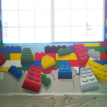 Detail from Lego wall in Lego Themed Kid's Room