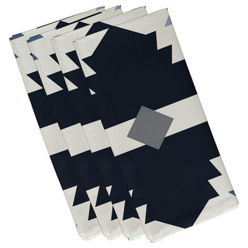 Mesa Geometric Print Napkin, Navy Blue, Set of 4