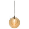 Kadur Pendant, Champagne/Clear Drizzle, Hand Blown Glass, 6", Canopy: 6" Round
