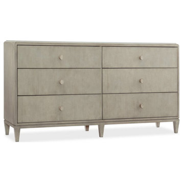 Catania Modern / Contemporary Six-Drawer Dresser in Silver Finish