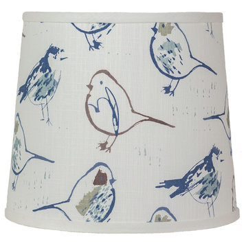 Bird Toile Shade, 10", Drum With Spider Fitter