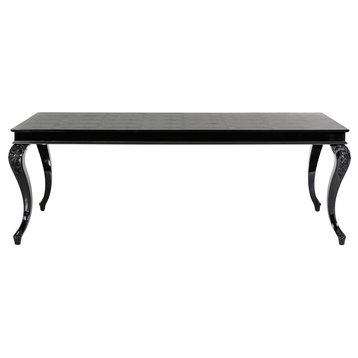 AandX Sovereign Transitional Black Crocodile Dining Table With Black Gloss Legs