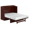 AFI Deerfield Full Solid Wood Modern Murphy Bed Chest with Mattress in Walnut
