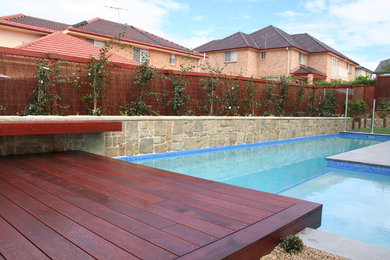 This is an example of a mid-sized contemporary backyard full sun garden in Sydney with concrete pavers.