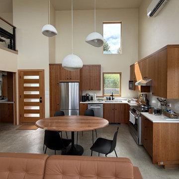 Rustic modern cabin kitchen and dining