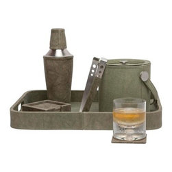 Lambeth Bar Set - Olive - Cocktail Shakers And Bar Tool Sets