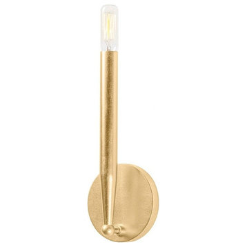 1 Light Wall Sconce-13.5 Inches Tall and 4.5 Inches Wide-Gold Leaf Finish