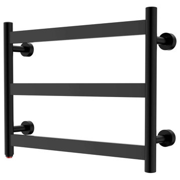 HEATGENE 3 Flat Bar Wall-Mounted Hard- wiring/Plug in Towel Warmer, Matt Black