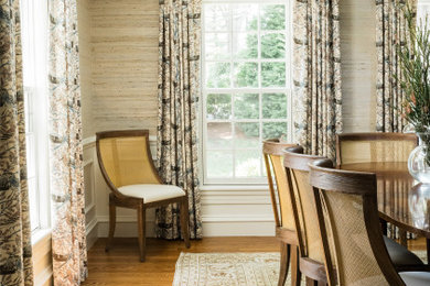 Dining room - transitional wallpaper dining room idea in Boston