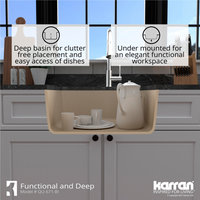 Karran Undermount Quartz Composite 24" Single Bowl Kitchen Sink, Bisque