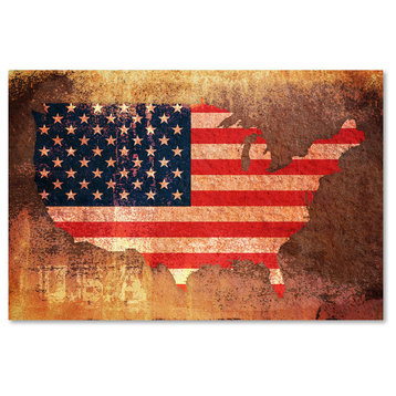 'US Flag Map' Canvas Art by Michael Tompsett