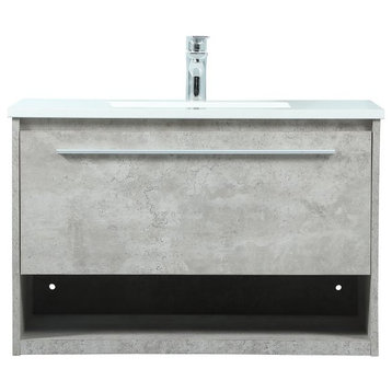 Elegant VF43530MCG 30"Single Bathroom Vanity, Concrete Gray