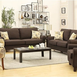 Coaster 3 Pieces Noella Chocolate Sofa Set - Living Room Furniture Sets