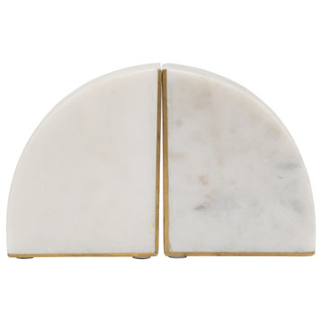 Marble, Set of 2 8"H Pie Bookends, White