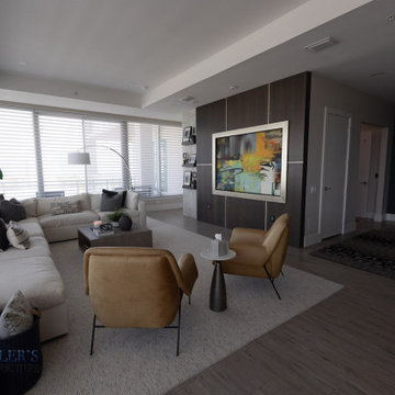 Living Room TV Wall with Gray Panel Accent Wall