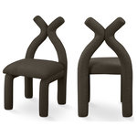 Meridian Furniture - Xena Boucle Fabric Upholstered Accent/Dining Chair, Brown - Make a bold statement in your home's decor with the striking Xena Boucle Fabric Accent/Dining Chair. The luxurious brown boucle fabric paired with the solid wood inner frame not only exudes comfort and durability but also adds a touch of sophistication to your living space. Its unique and artful design is bound to captivate the eyes of anyone who enters your home.