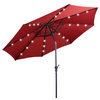 Costway 10ft Patio Solar Umbrella LED Patio Steel Tilt w/ Crank Burgundy