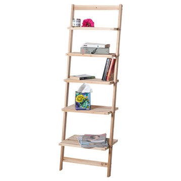 Lavish Home Five-Tier Ladder Blonde Wood Storage Shelf