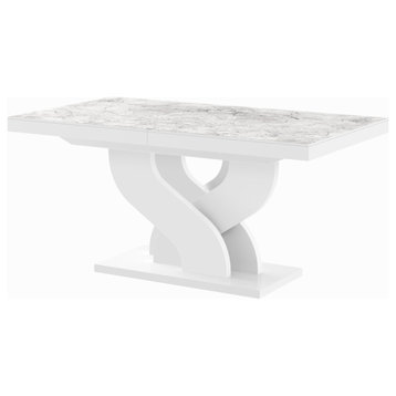 Belle Dining Table, White Marble