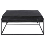 Uttermost - Uttermost Telone Modern Black Coffee Table - With Modern Minimalist Styling, This Coffee Table Features A Thick Cast Aluminum Top With Natural Texturing Finished In A Dark Oxidized Black, Resting In A Coordinating Aged Black Iron Base.