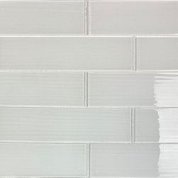 Abolos - Monroe 4"x16" Textured Glass Subway Tile,Glossy Milano White - Wall And Floor Tile