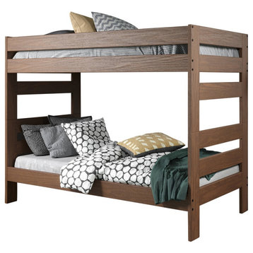 Jericho Mahogany Brown Twin XL Wooden Bunk Beds, Mahogany, Twin Over Twin