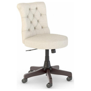 Bush Salinas Mid Back Fabric Office Chair with Adjustable Height in Cream