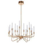 Craftmade - Craftmade Valdi 15 Light Arm LED Chandelier, Satin Brass - The Valdi series draws inspiration from conventional lighting design and then presents an update on the ordinary. Full of romance, this well-rounded series uses polished nickel or satin brass along with tubular glass to diffuse the light from the integrated LED light sources. The curvature created by the Valdi series gives the illusion of upward movement.