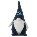 Glitzhome - 25.5"H Fabric Hanukkah Gnome Standing Decor - This standing gnome crafted by knitted hat and plush body, which will add some mysterious enchantment to your Hanukkah decor. Polyester stuffed and weighty body, making it a perfect decoration for any table top or porch.