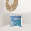 20"X20" Blue And White Microsuede Patchwork Zippered Pillow