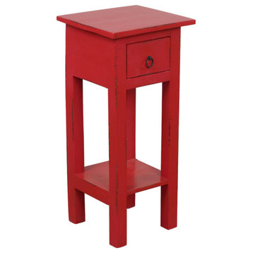 Sunset Trading Cottage Narrow Side Table, Distressed, Antique Red