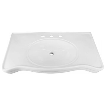 White Console Sink Grade A Vitreous China Belle Epoque with Black Nickel Legs